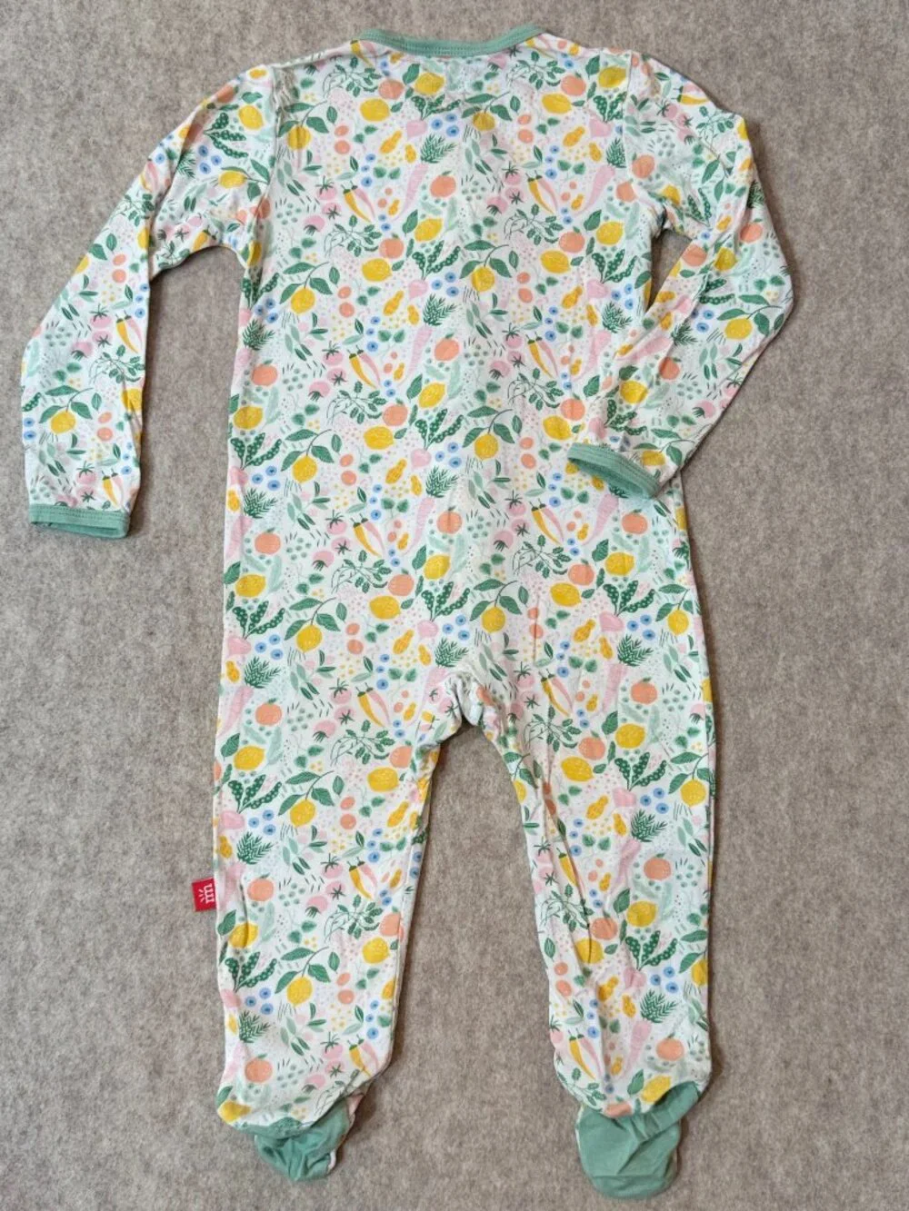 +Magnetic Me Garden Fruit Veggie Ruffle Footie Sleeper 6-9M Baby Girl Modal